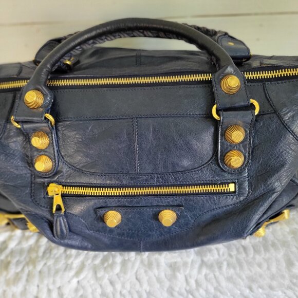Balenciaga City Bag with Large Brass Hardware, Marine Blue - Picture 13 of 16